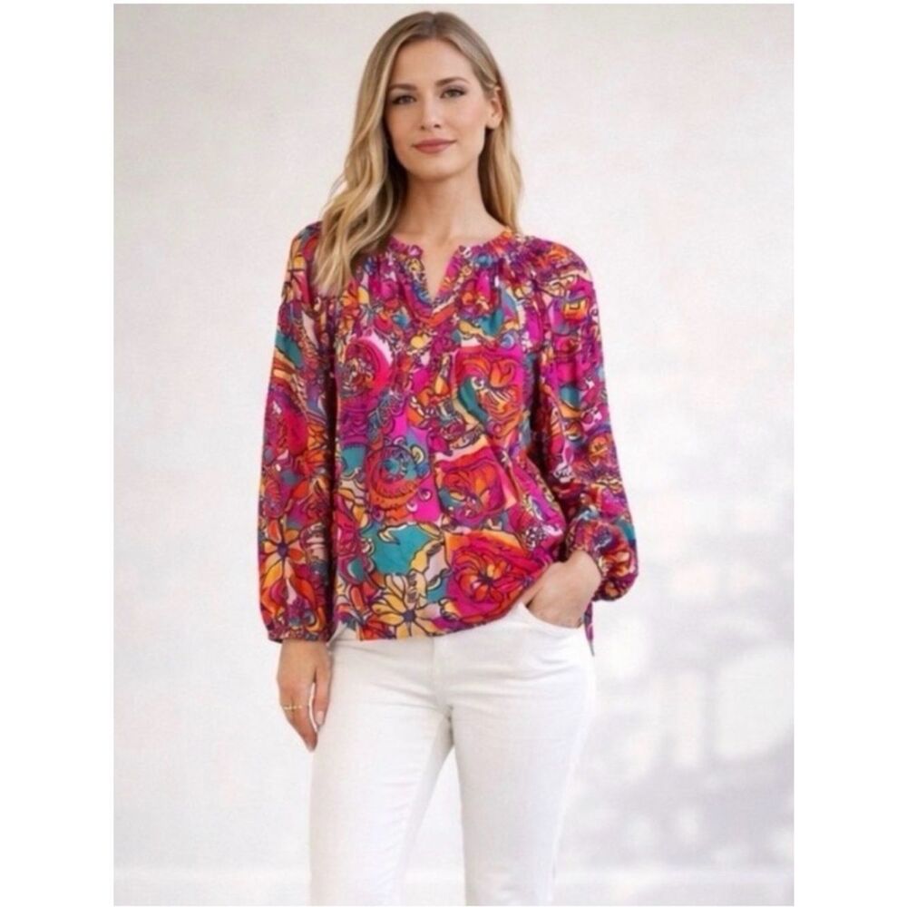 Lilly Pulitzer Elsa Silk Top Sea And Be Seen Print